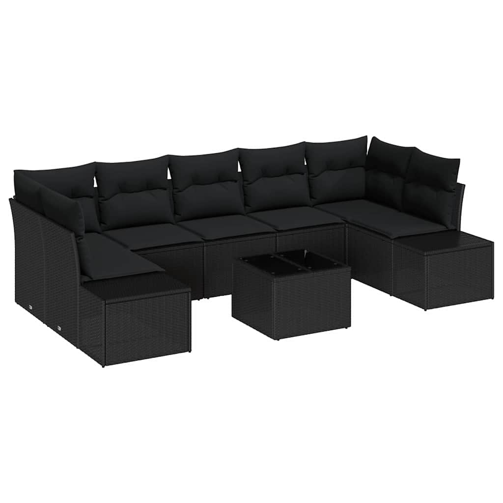 Conjunto de Sofá de Jardim 8 pcs Preto Rattan Sintético