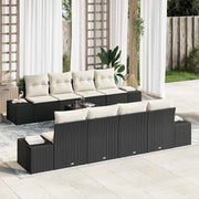 Conjunto de Sofá de Jardim 7 pcs Preto e Creme vime PE