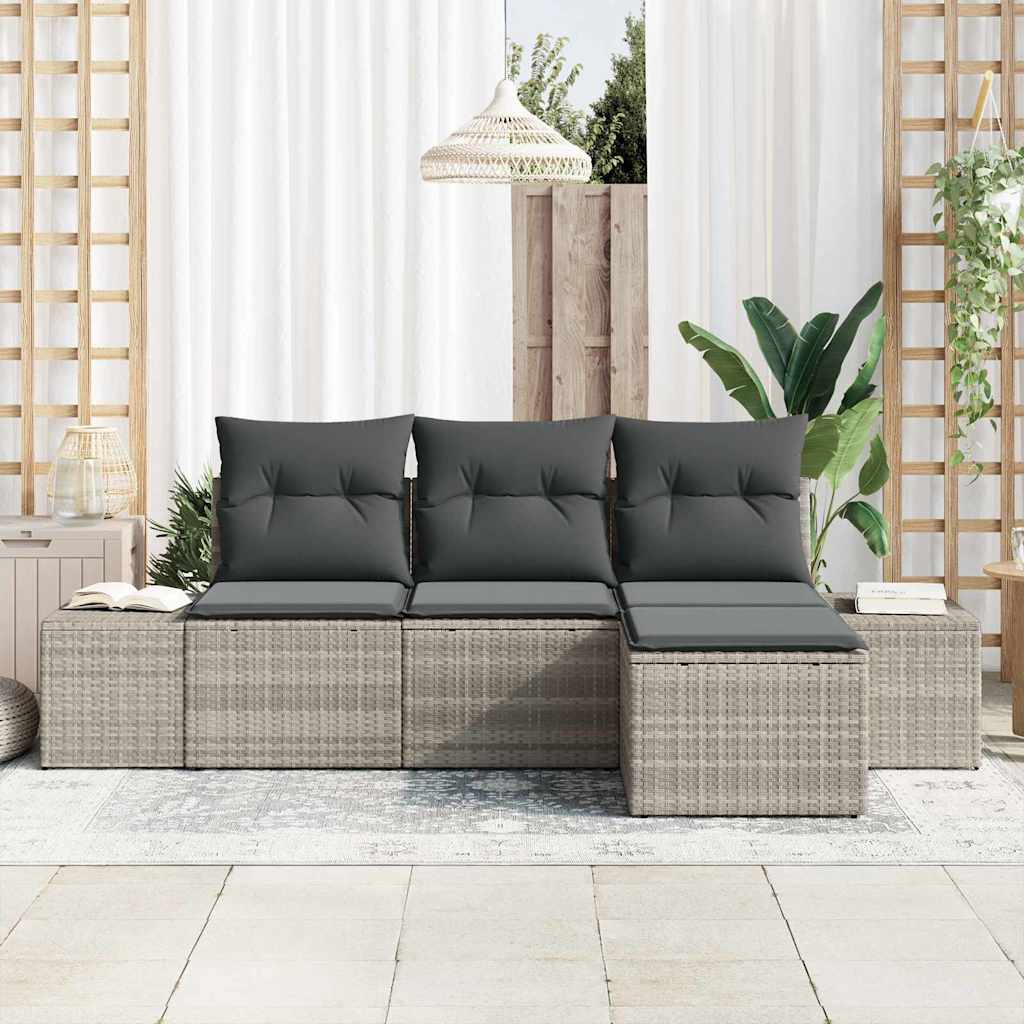 Conjunto de Sofá de Jardim 4 pcs Cinzento-claro