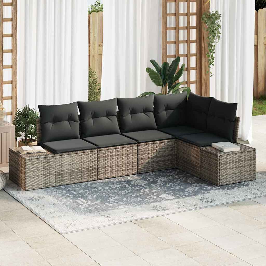 Conjunto de Sofá de Jardim 5 pcs Cinzeto vime PE