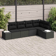 Conjunto de Sofá de Jardim 5 pcs Preto vime PE