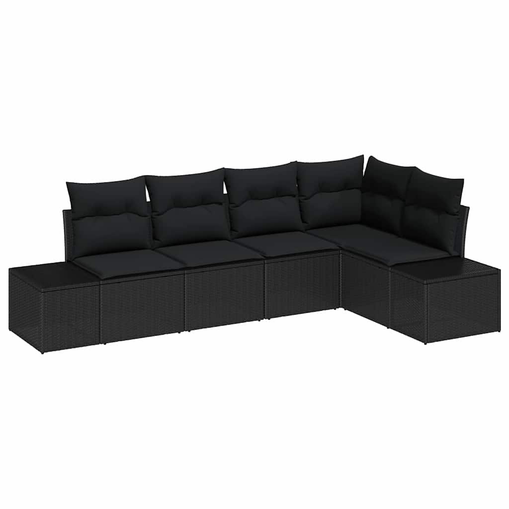 Conjunto de Sofá de Jardim 5 pcs Preto vime PE