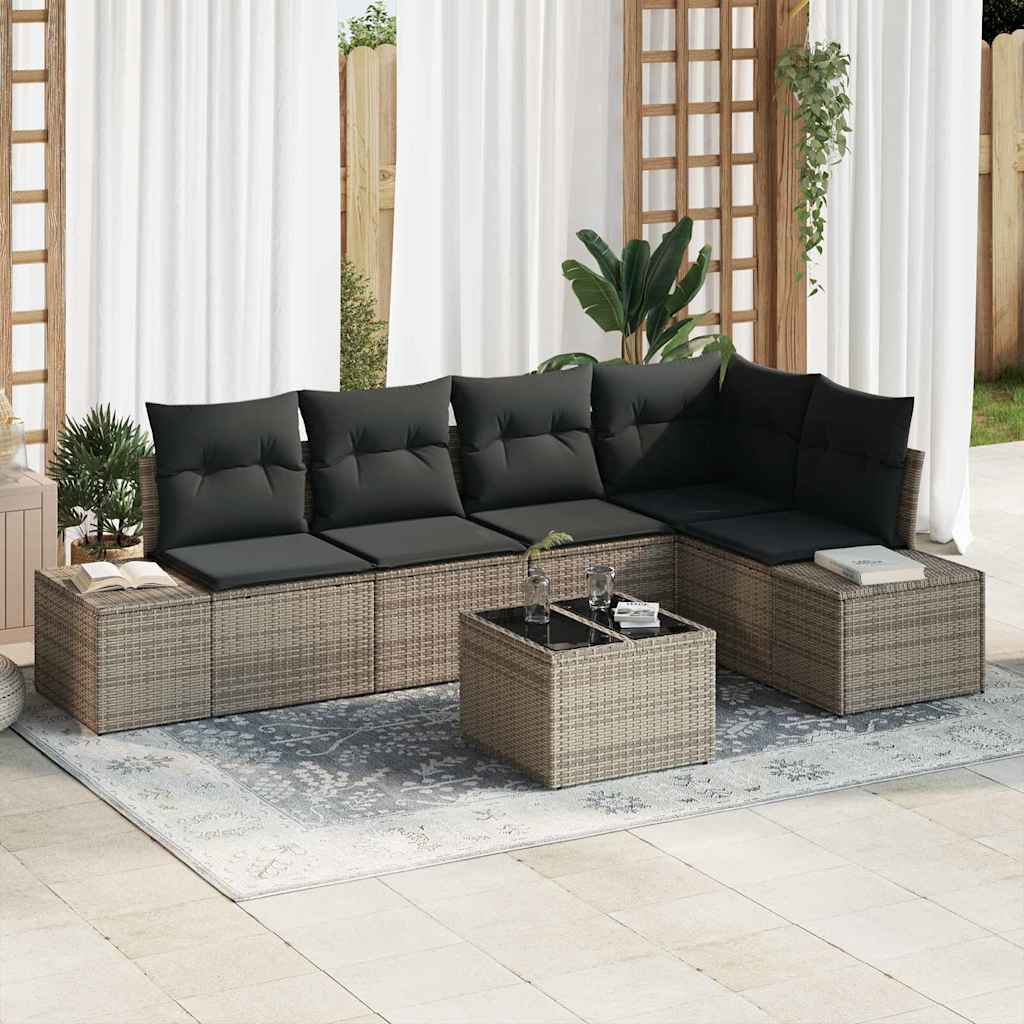 Conjunto de Sofá de Jardim 6 pcs Cinzeto vime PE