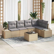 Conjunto de Sofá de Jardim 6 pcs Bege vime PE