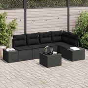 Conjunto de Sofá de Jardim 6 pcs Preto vime PE