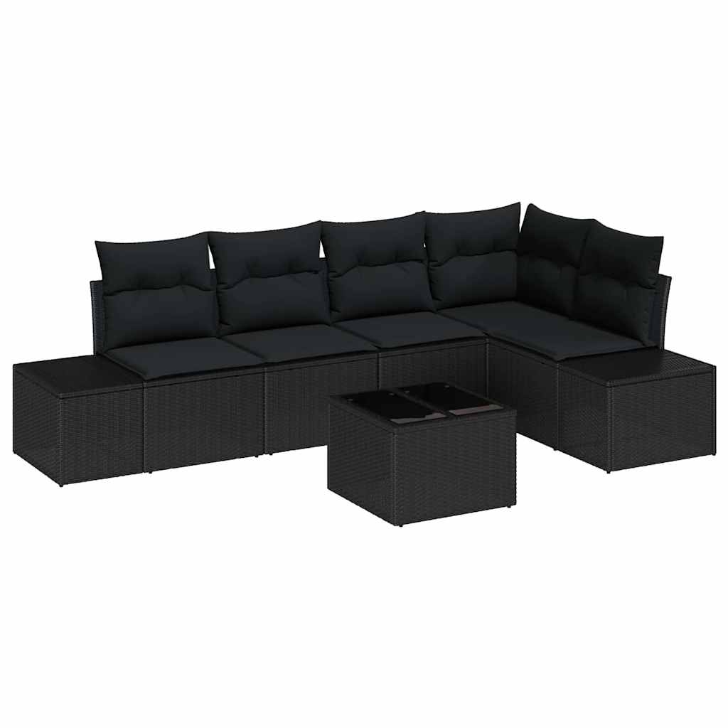 Conjunto de Sofá de Jardim 6 pcs Preto vime PE