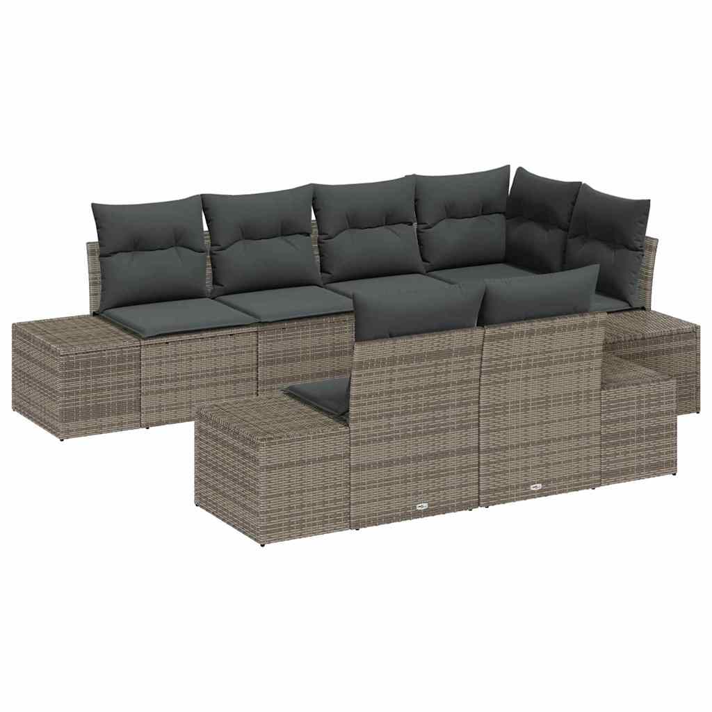 Conjunto de Sofá de Jardim 7 pcs Cinzeto Rattan Sintético