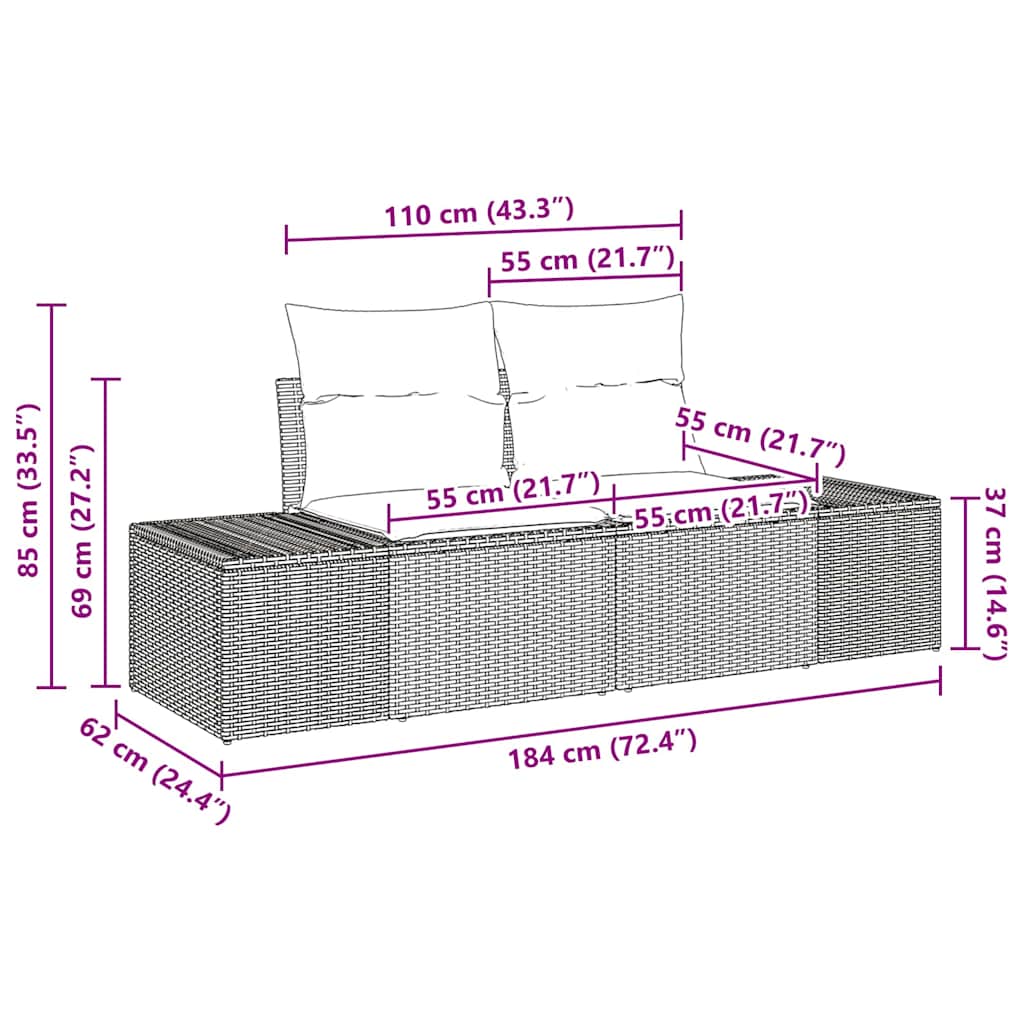 Conjunto de Sofá de Jardim 8 pcs Bege e Cinza vime PE