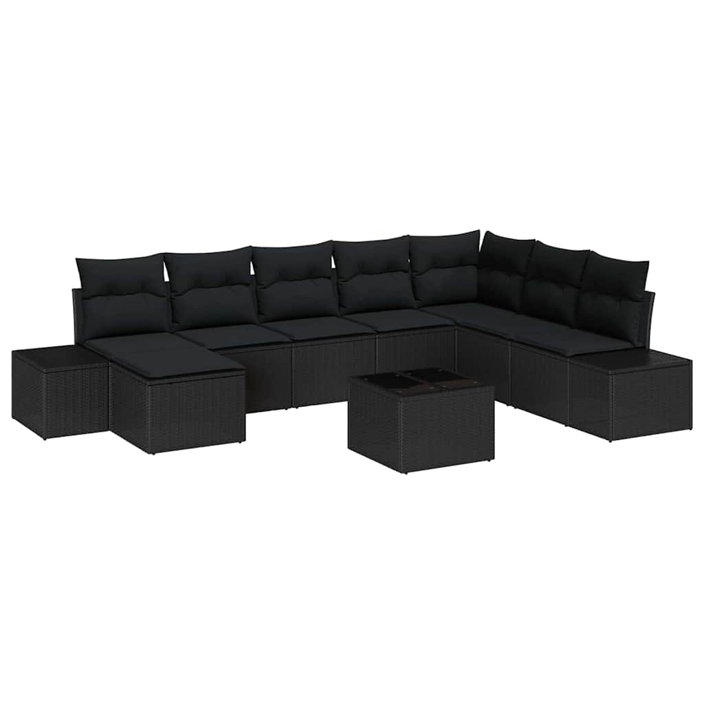 Conjunto de Sofá de Jardim com almofada 9 pcs vime PE