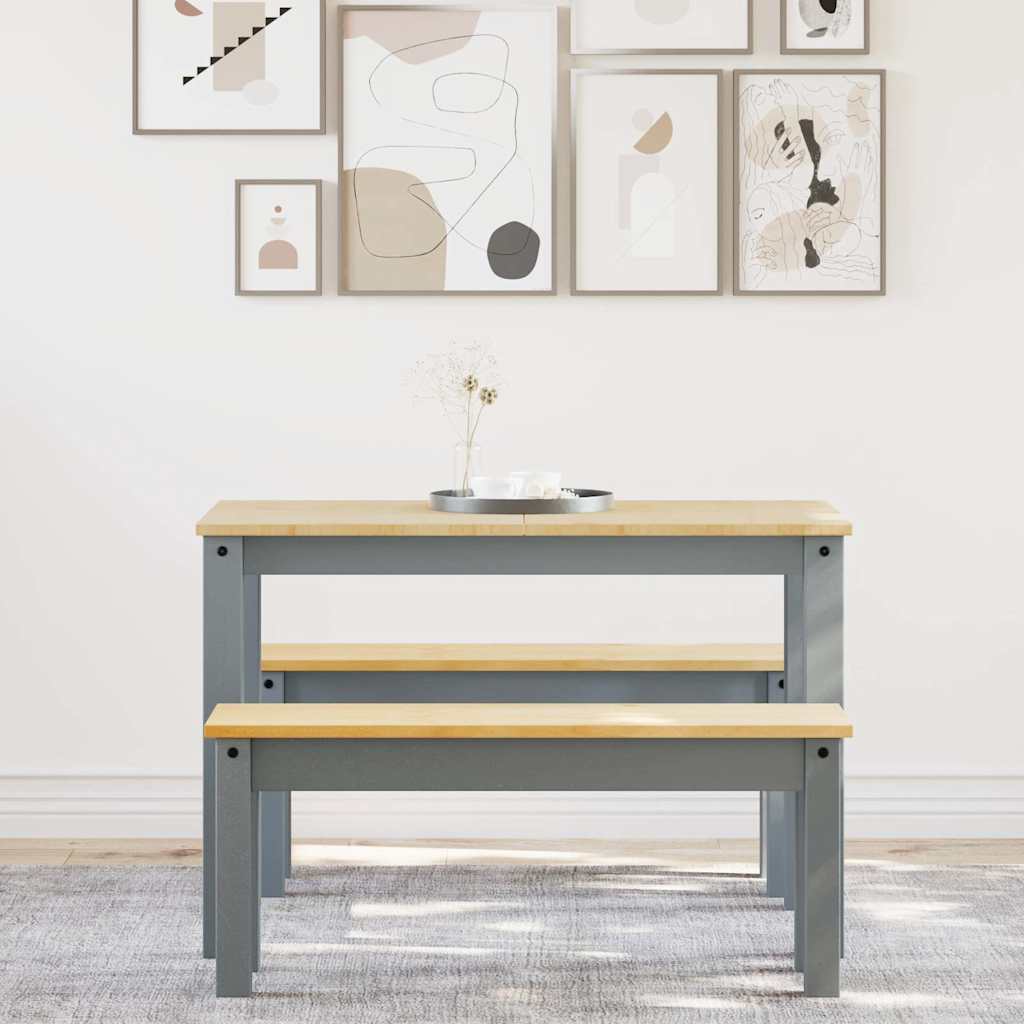 3 pcs conjunto de jantar Panama madeira pinho maciça cinzento