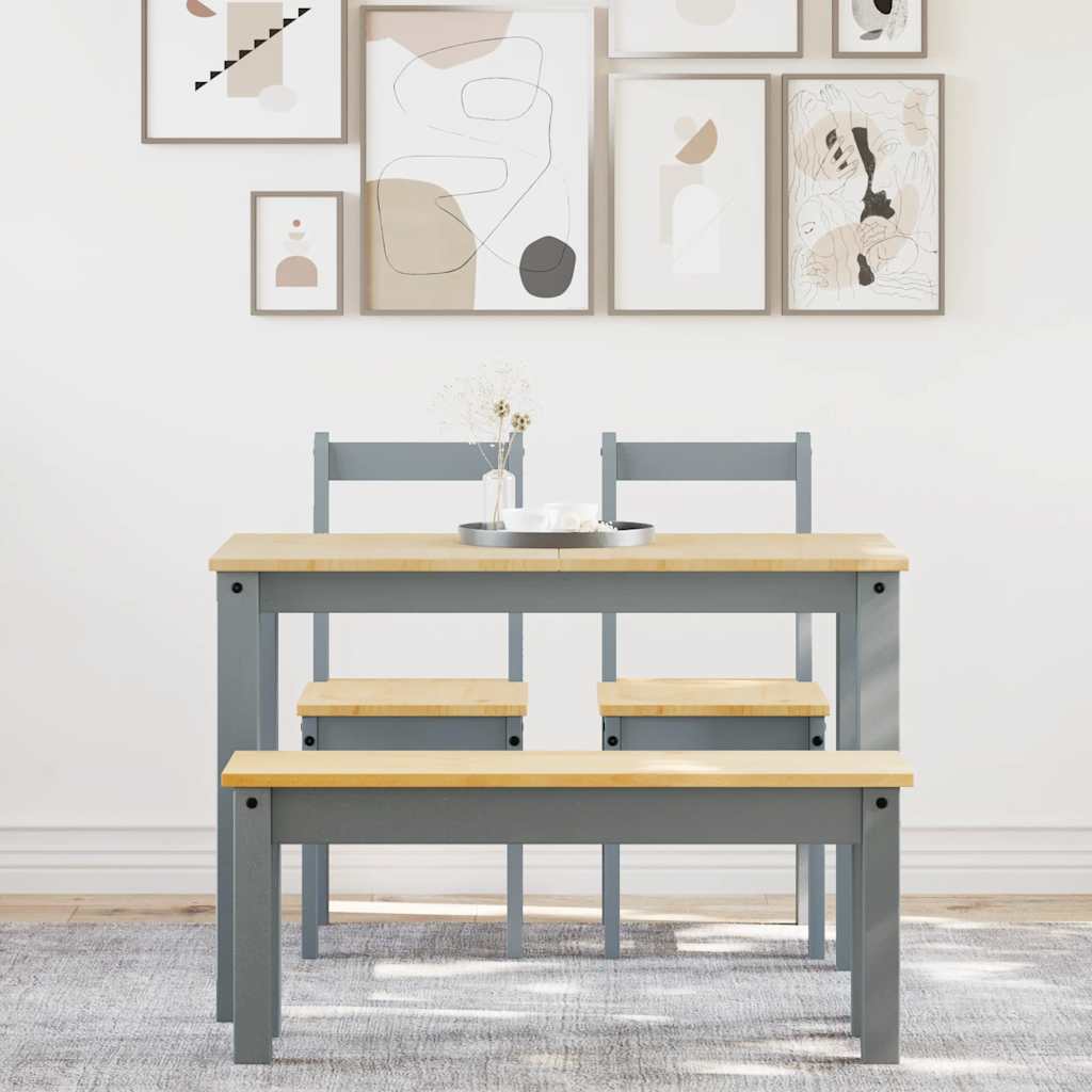 4 pcs conjunto de jantar Panama madeira pinho maciça cinzento