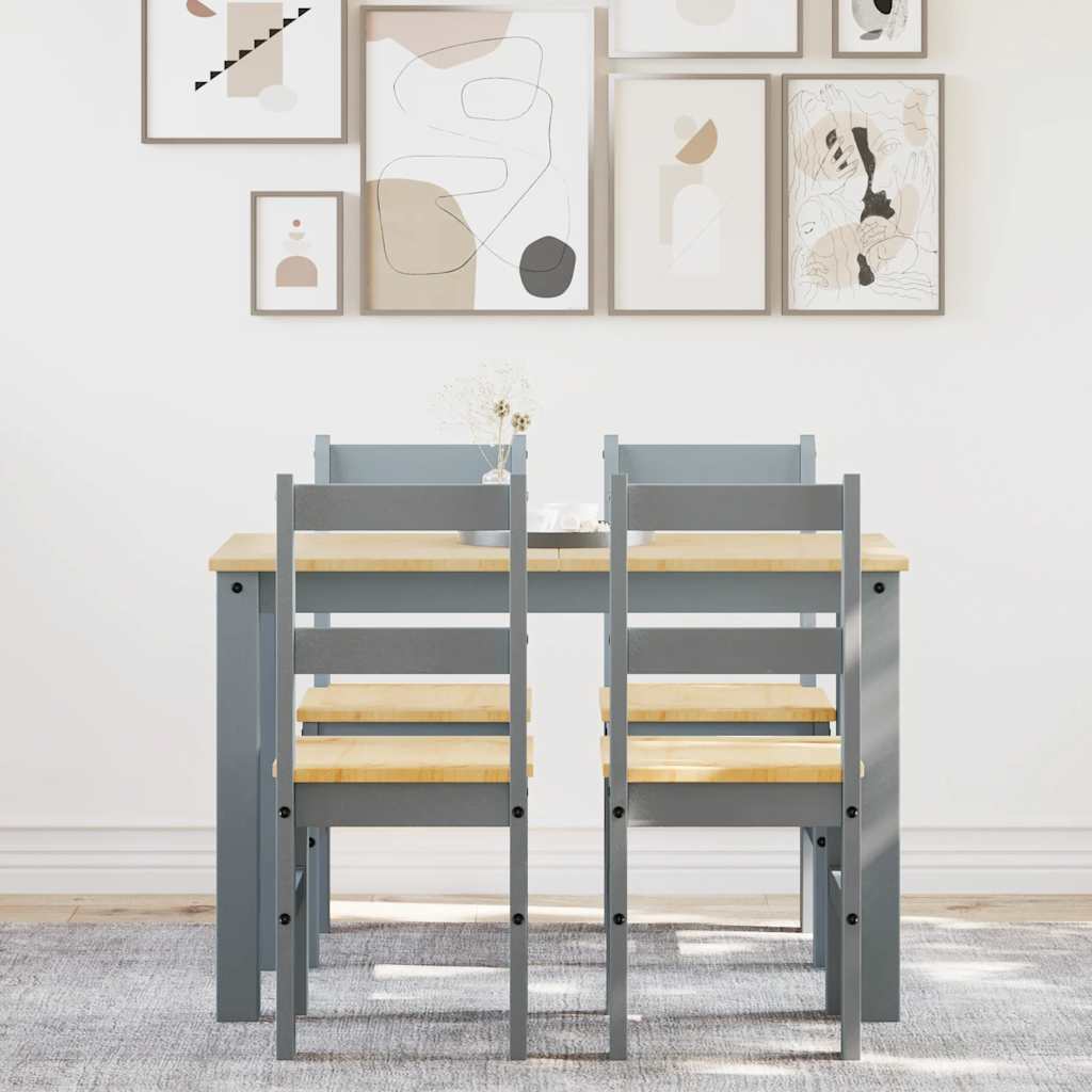 5 pcs conjunto de jantar Panama madeira pinho maciça cinzento