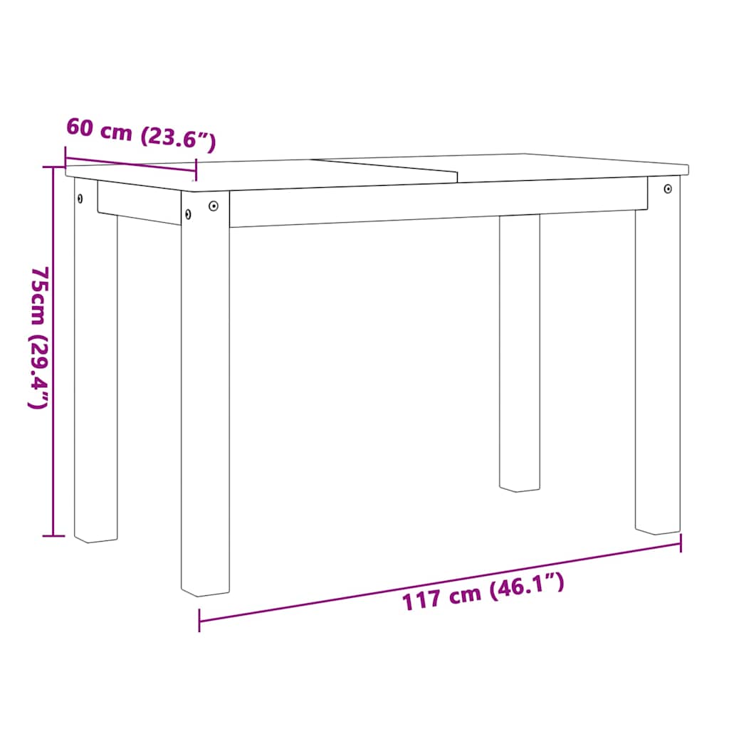 5 pcs conjunto de jantar Panama madeira pinho maciça cinzento