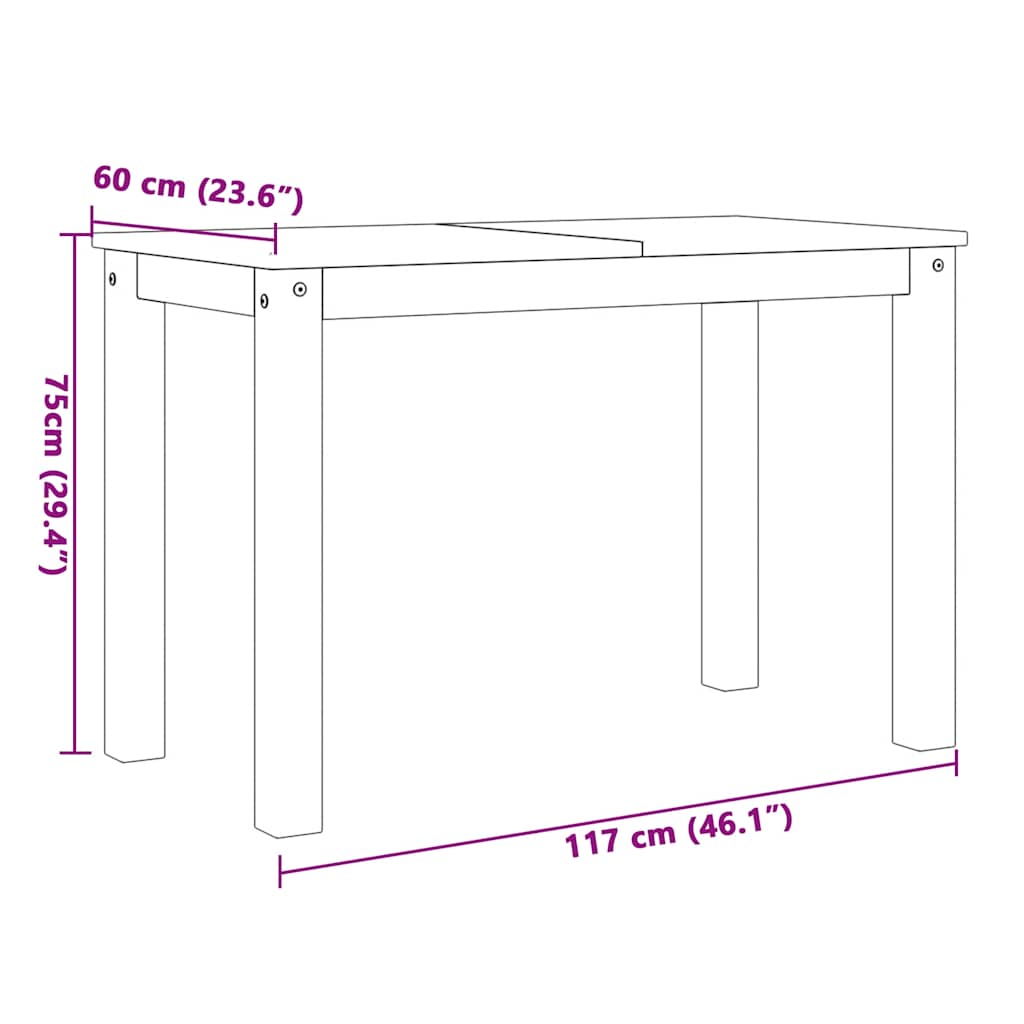 5 pcs conjunto de jantar Panama madeira pinho maciça branco