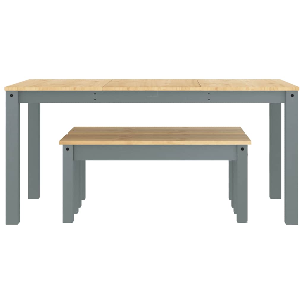 3 pcs conjunto de jantar Panama madeira pinho maciça cinzento