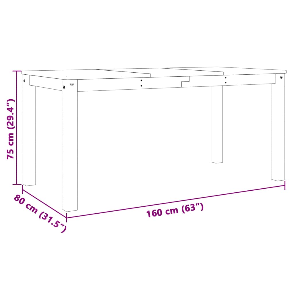 5 pcs conjunto de jantar Panama madeira pinho maciça