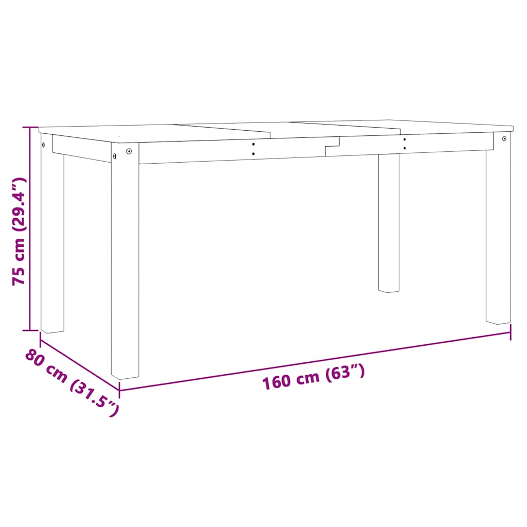 5 pcs conjunto de jantar Panama madeira pinho maciça branco