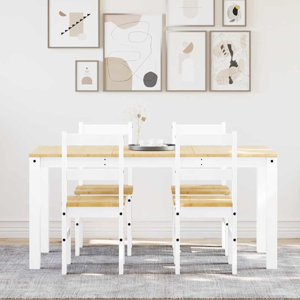 5 pcs conjunto de jantar Panama madeira pinho maciça branco