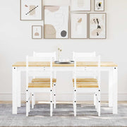 5 pcs conjunto de jantar Panama madeira pinho maciça branco