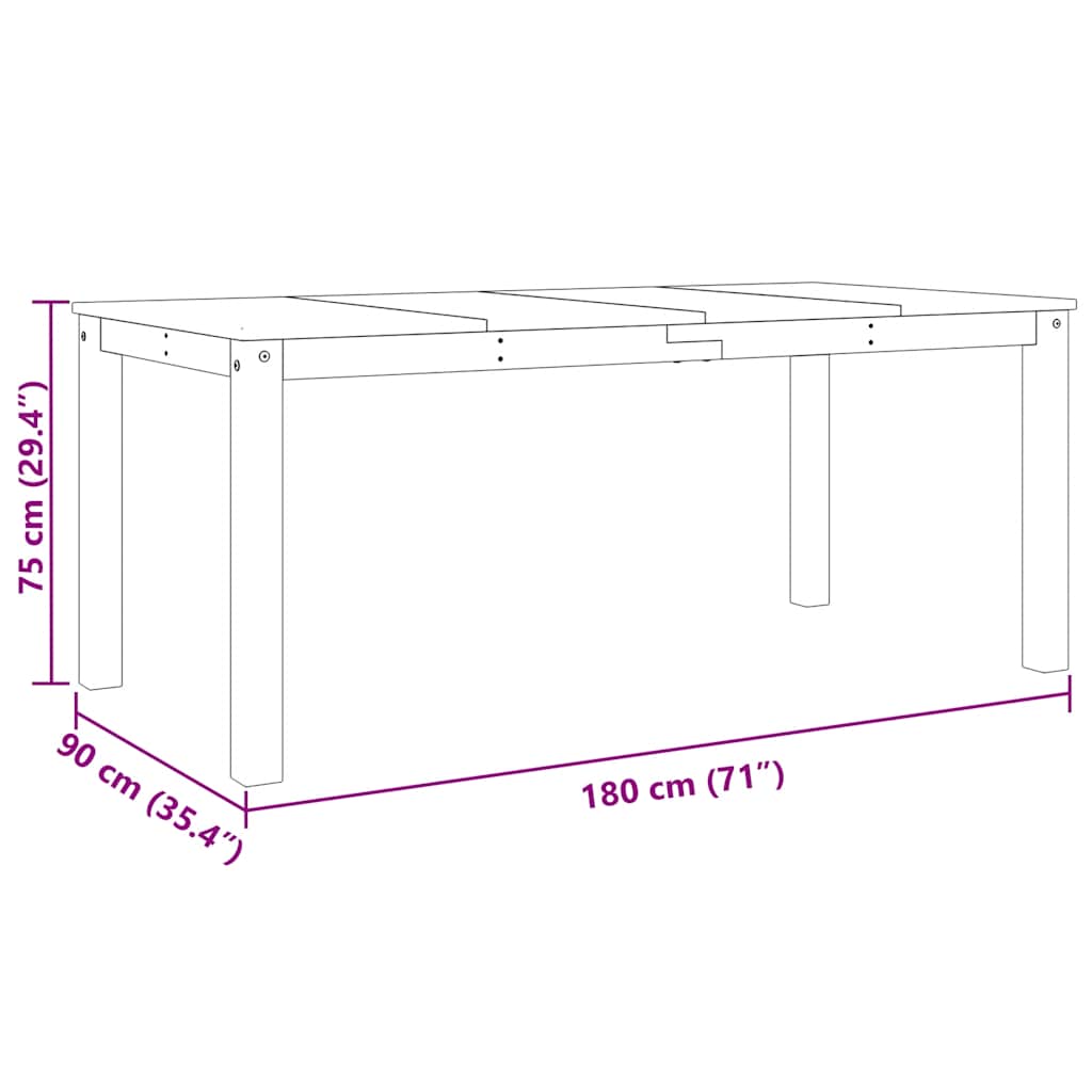 3 pcs conjunto de jantar Panama madeira pinho maciça