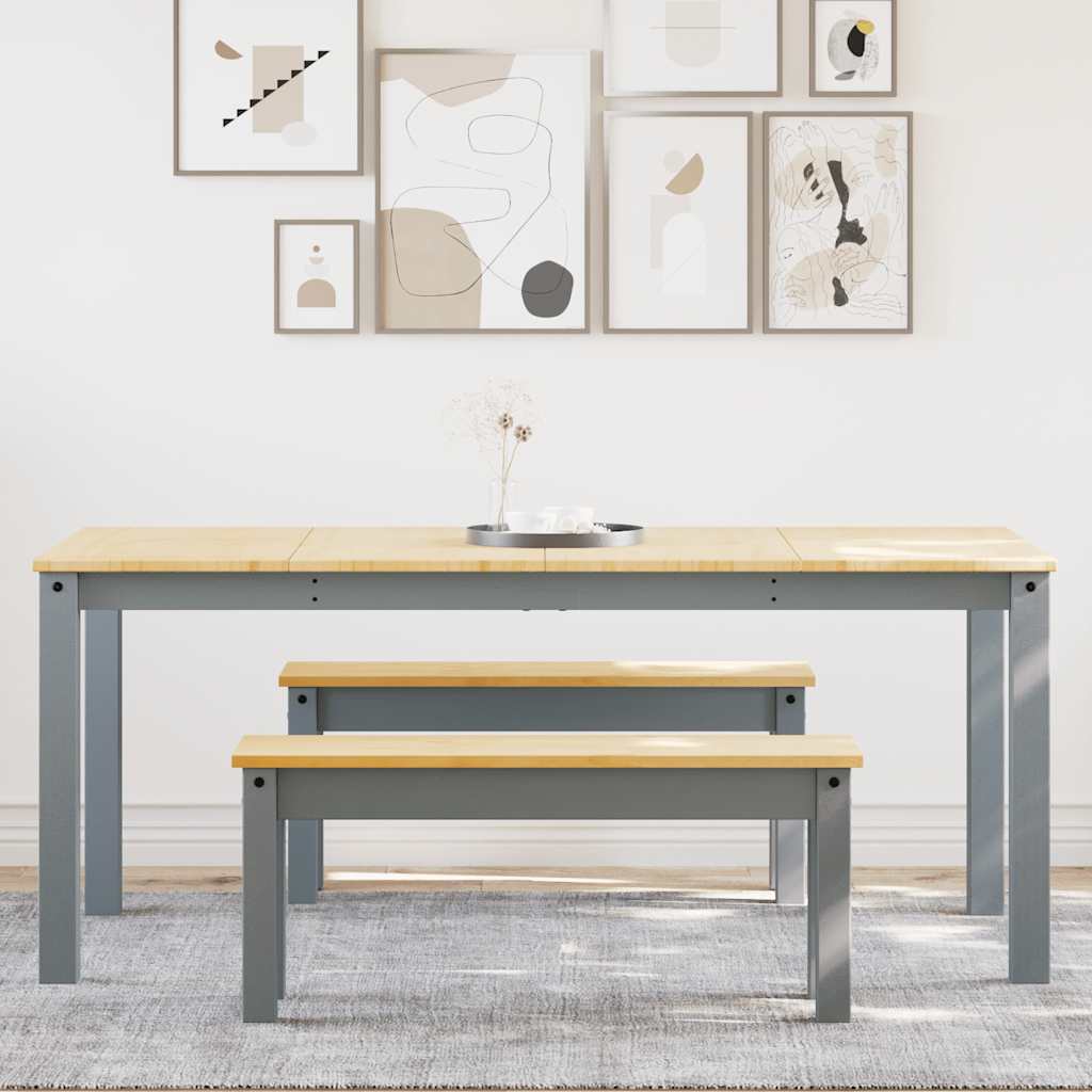 3 pcs conjunto de jantar Panama madeira pinho maciça cinzento