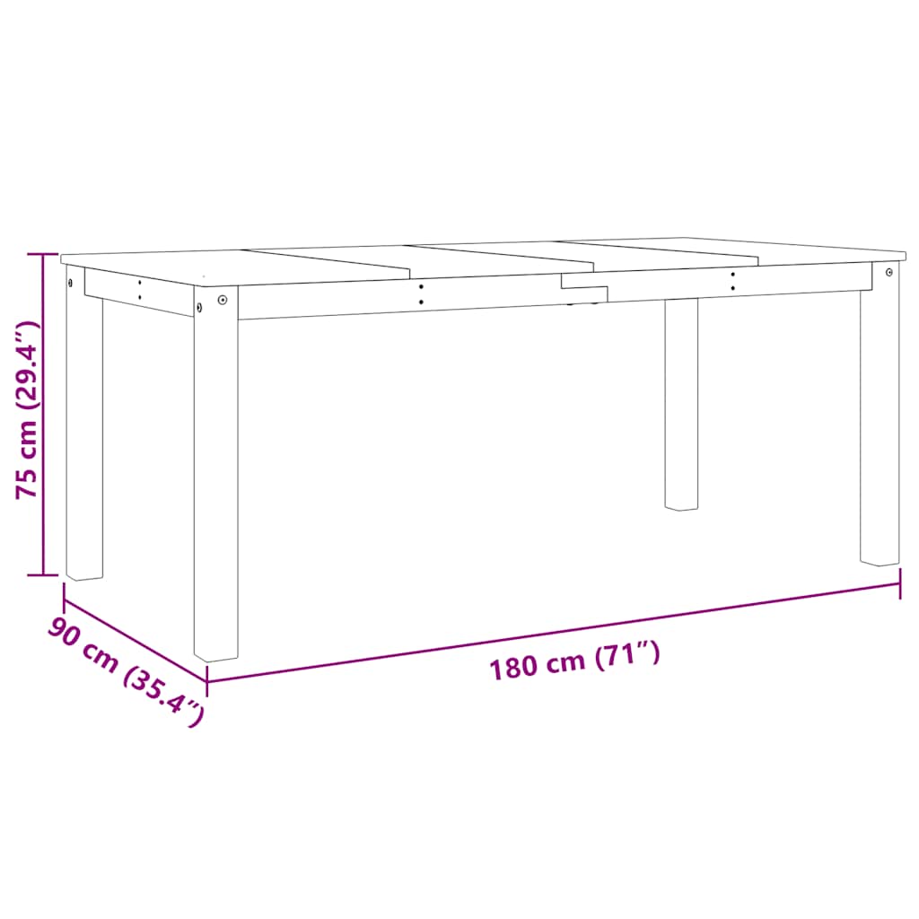 3 pcs conjunto de jantar Panama madeira pinho maciça cinzento