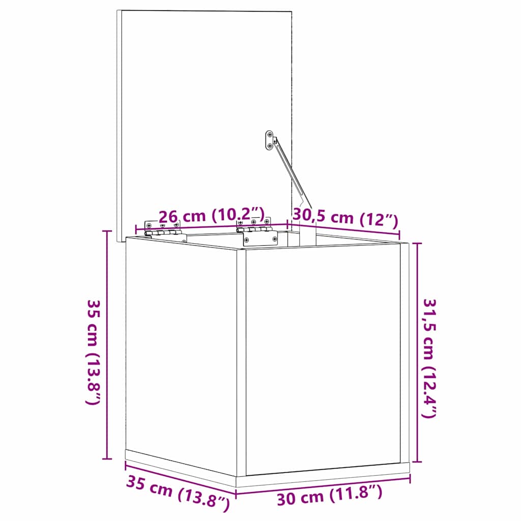 Caixa de Armazenamento Carvalho Preto 30 x 35 x 35 cm