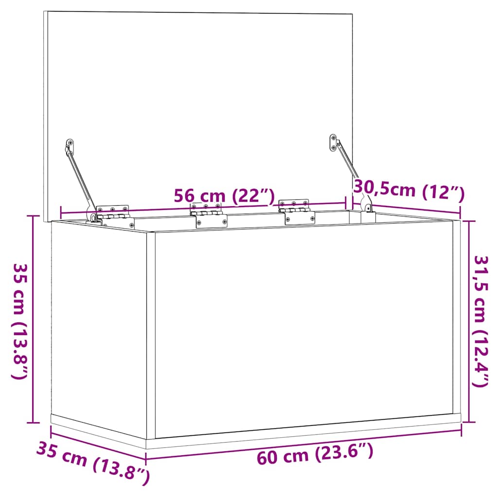 Caixa de Armazenamento Madeira antiga 60 x 35 x 35 cm
