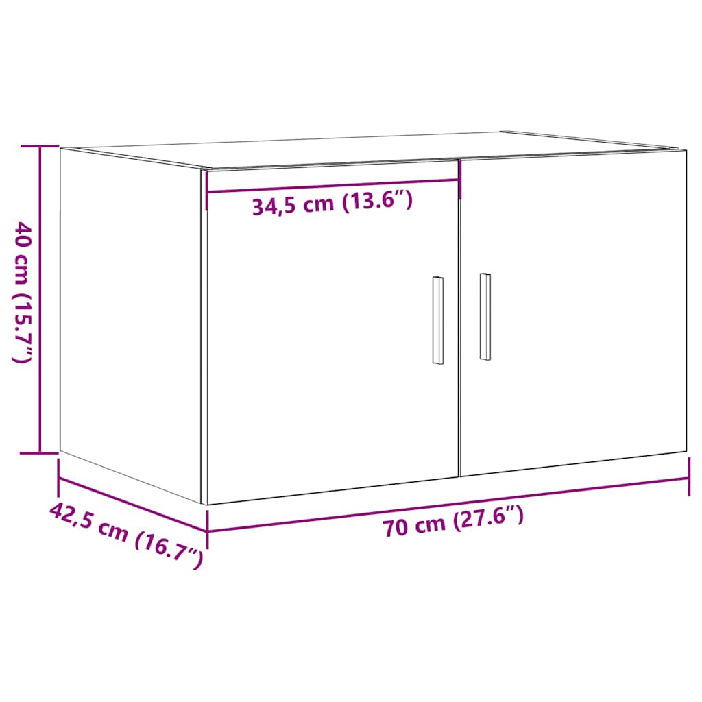 Armário de Parede carvalho artisiano 70 x 42.5 x 40 cm