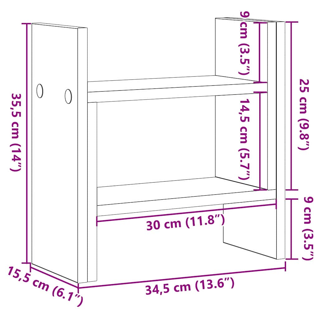 Organizador de Mesa Carvalho preto 34.5 x 15.5 x 35.5 cm