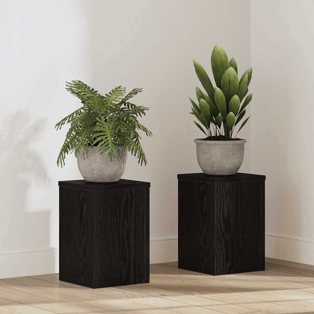 Suporte para Plantas 2 pcs Carvalho preto 20 x 20 x 30 cm