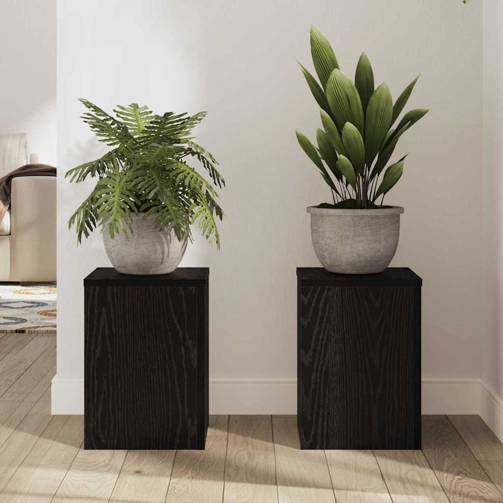 Suporte para Plantas 2 pcs Carvalho preto 25 x 25 x 35 cm