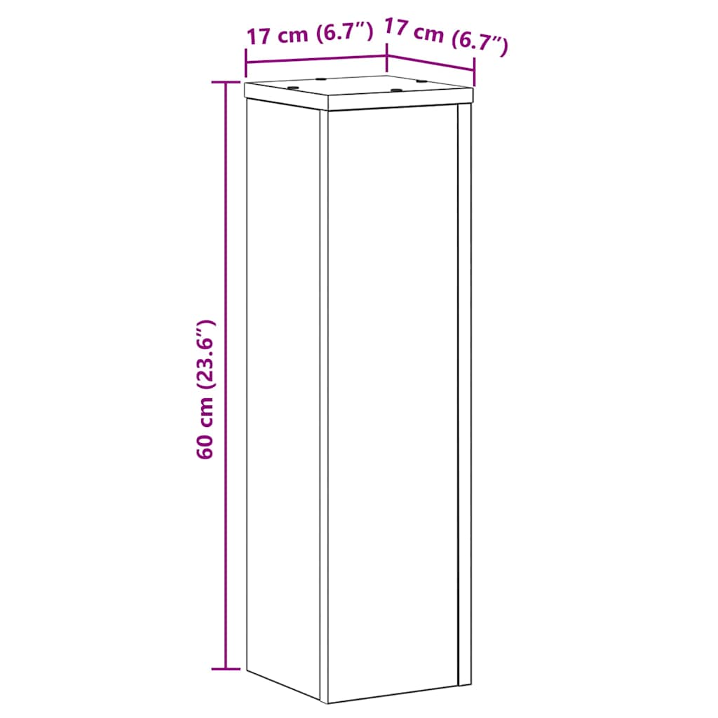 Suporte para Plantas 2 pcs Carvalho preto 17 x 17 x 60 cm