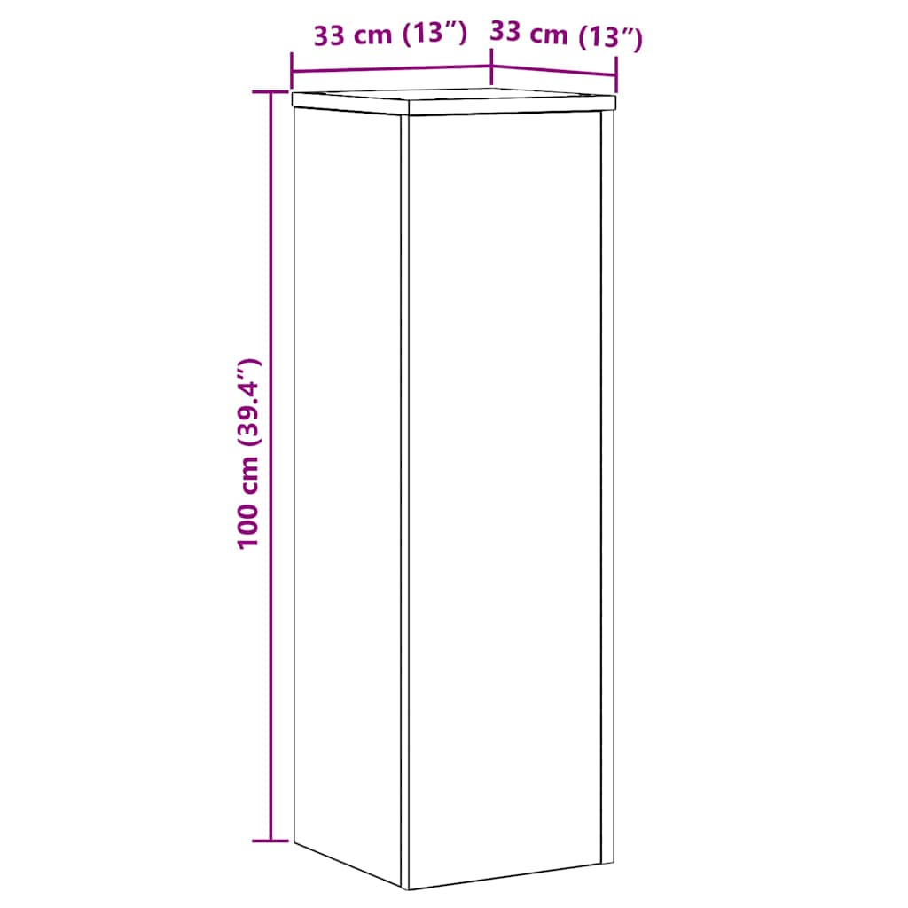 Suporte para Plantas Carvalho Preto 33 x 33 x 100 cm