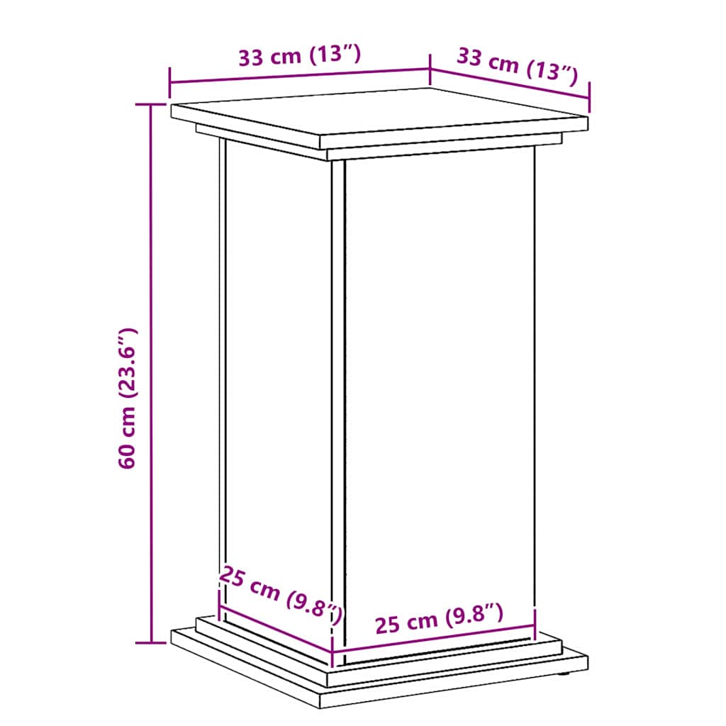 Suporte para Plantas Carvalho preto 33 x 33 x 60 cm