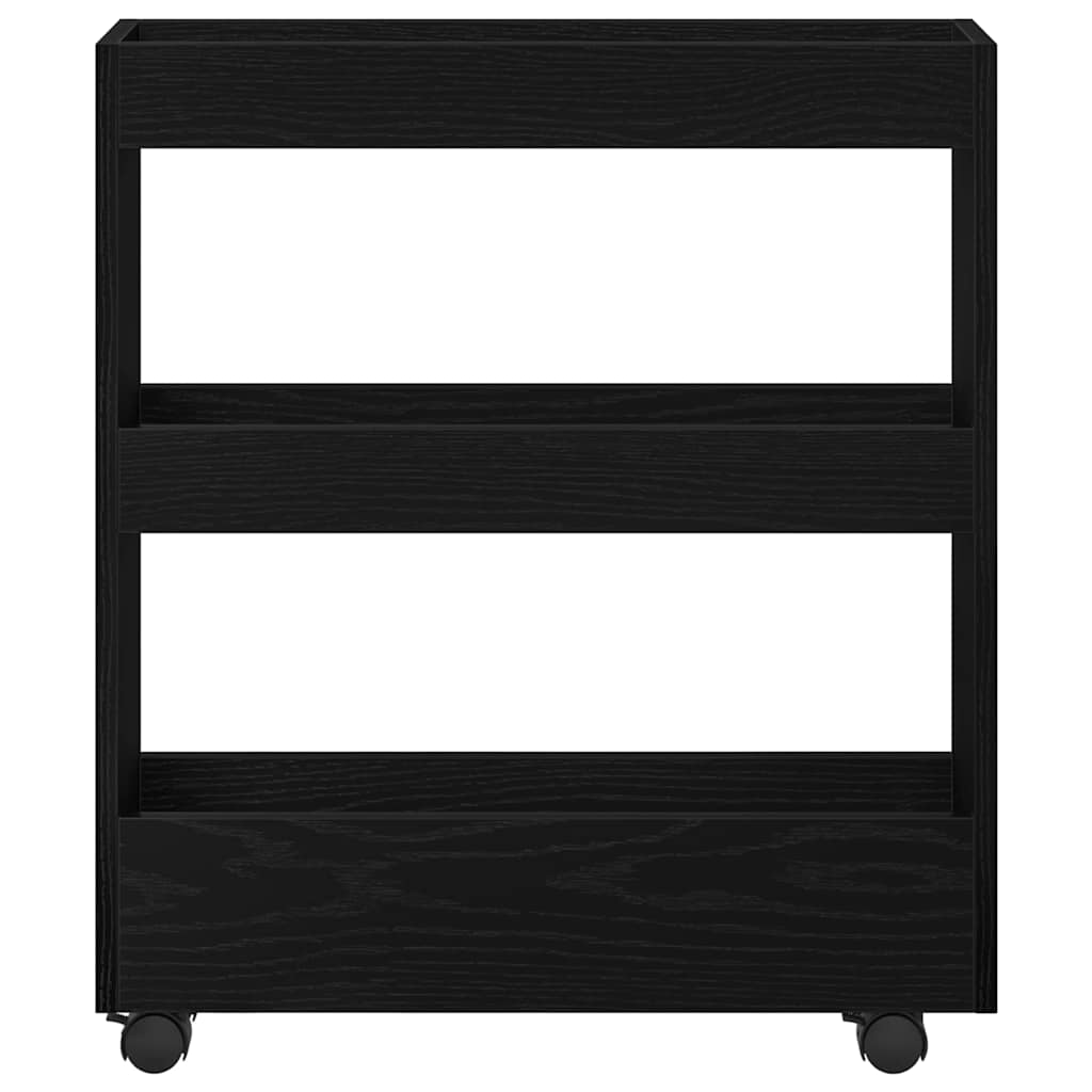 Carrinho de Armazenamento Estreito Carvalho Preto