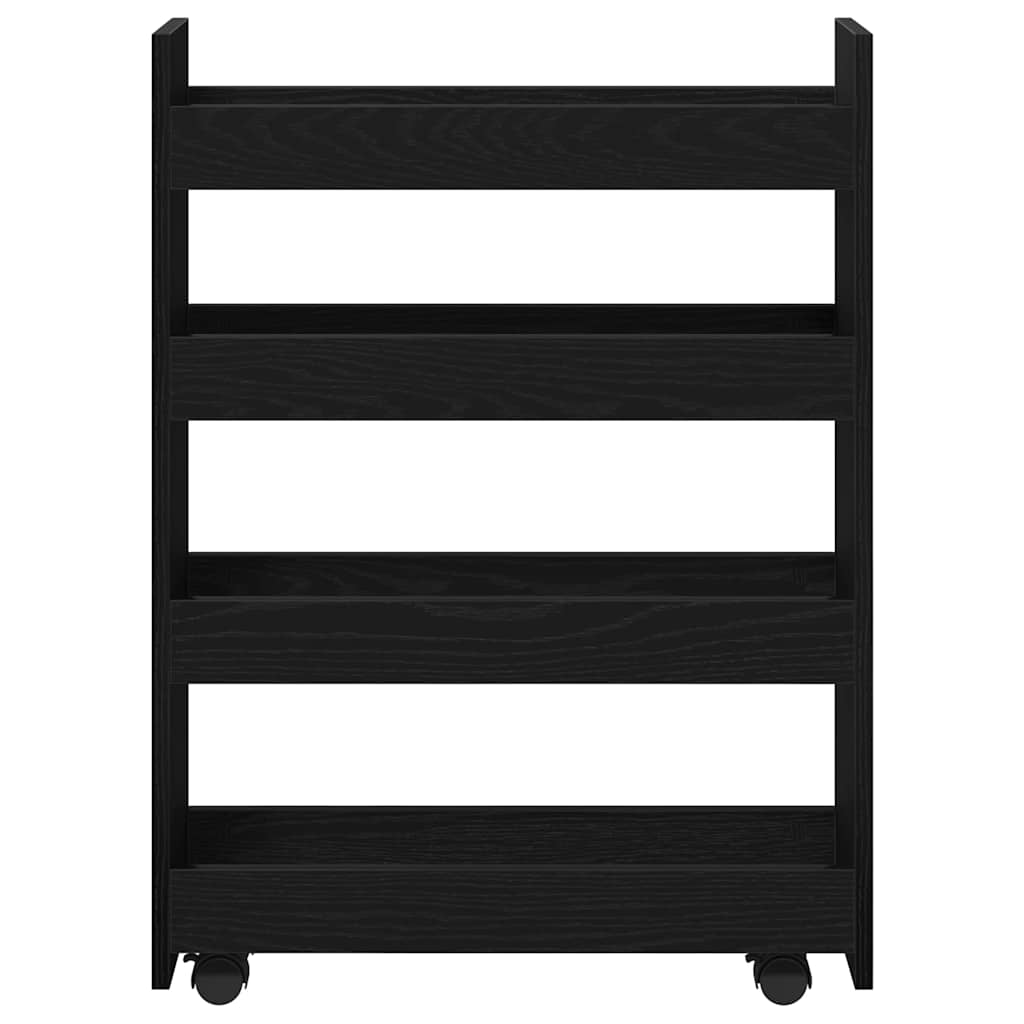 Carrinho de Armazenamento Estreito Carvalho Preto