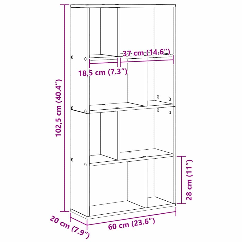 Estante Carvalho preto 60 x 20 x 120 cm Madeira processada