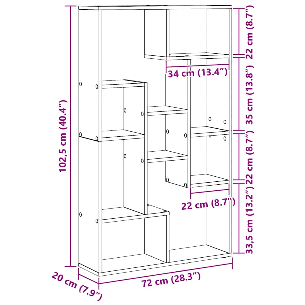 Estante carvalho artisiano 72 cm de largura Madeira processada