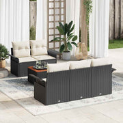 Conjunto de Sofá de Jardim 6 pcs Preto Rattan Sintético
