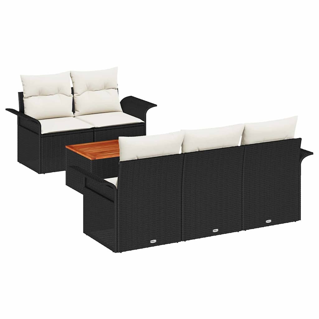 Conjunto de Sofá de Jardim 6 pcs Preto Rattan Sintético