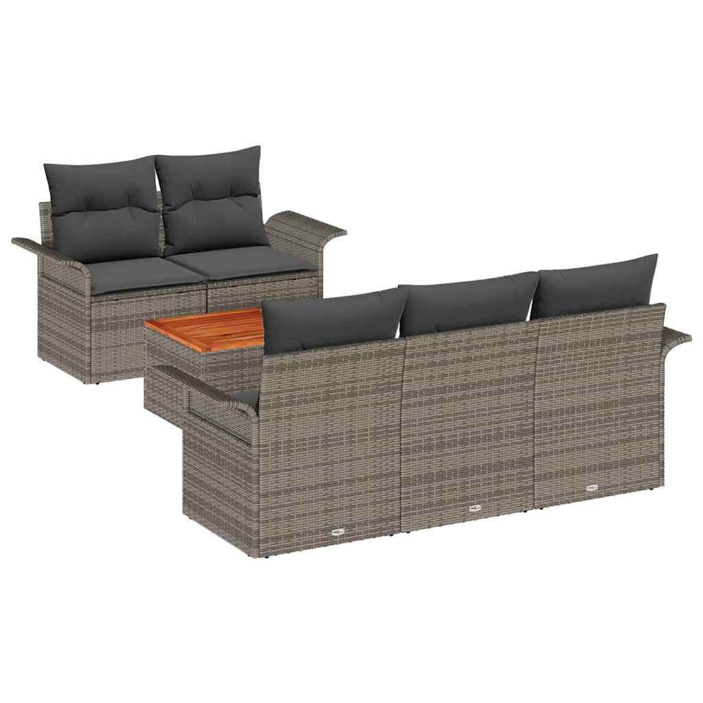 Conjunto de Sofá de Jardim 6 pcs Cinzeto Rattan Sintético