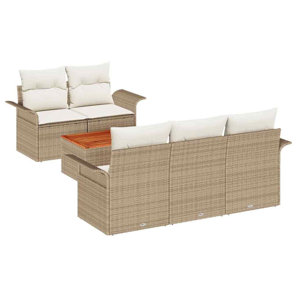 Conjunto de Sofá de Jardim 6 pcs Bege Rattan Sintético