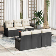 Conjunto de Sofá de Jardim 7 pcs Preto Rattan Sintético