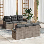 Conjunto de Sofá de Jardim 7 pcs Cinzeto Rattan Sintético