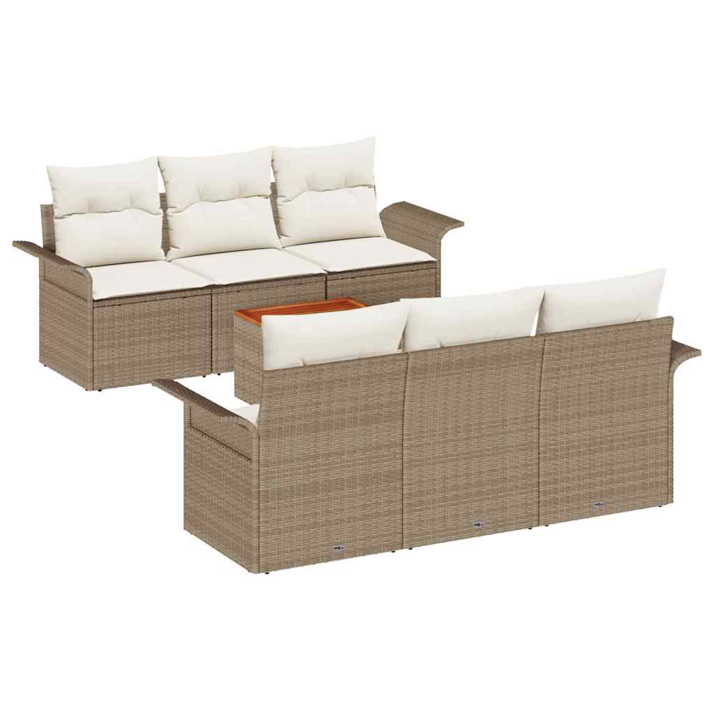 Conjunto de Sofá de Jardim 7 pcs Bege Rattan Sintético