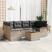 Conjunto de Sofá de Jardim 7 pcs Cinzeto Rattan Sintético