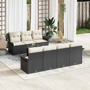 Conjunto de Sofá de Jardim 8 pcs Preto Rattan Sintético