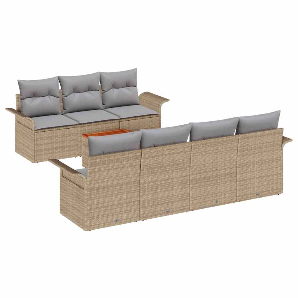 Conjunto de Sofá de Jardim 8 pcs Bege Rattan Sintético