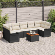 Conjunto de Sofá de Jardim 8 pcs Preto Rattan Sintético